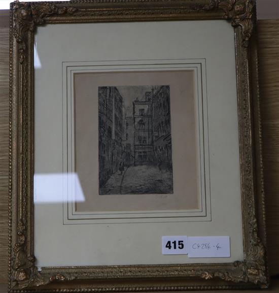 Walter Sickert (1860-1942), etching, Street scene, possibly Camden, signed in pencil, 13.5 x 9cm